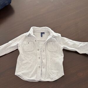 Janie and Jack Kids Gray Button-Up Shirt with stretch